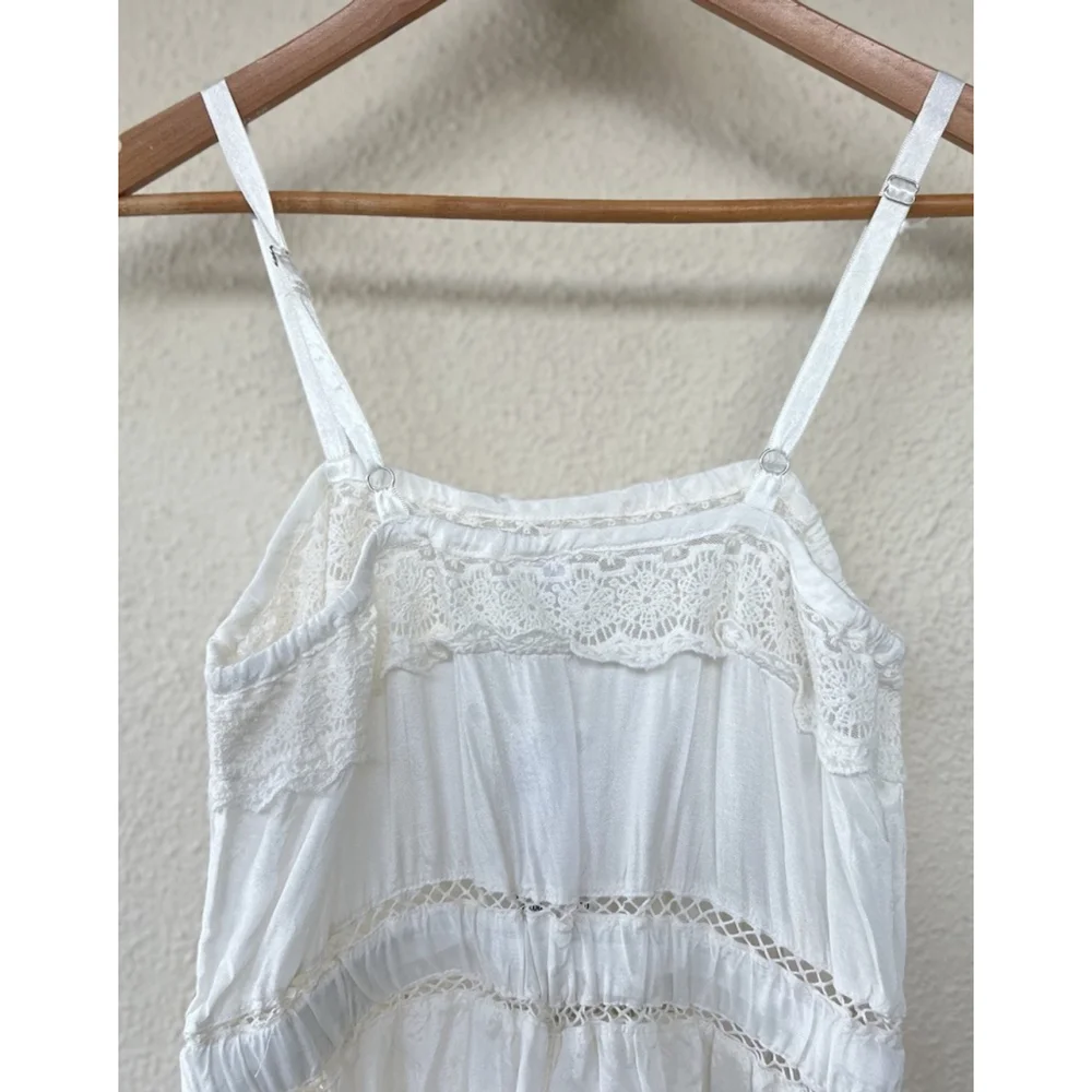 Urban Outfitters Juliette Lace Inset Romper S Eyelet Ruffles Cottage Coquette